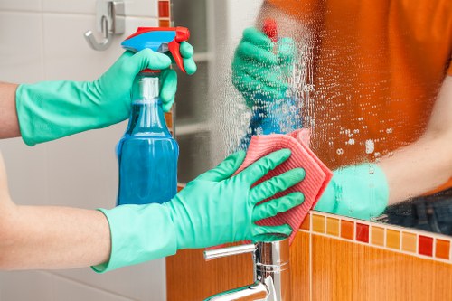Cleaning technician preparing a carpet cleaning appointment