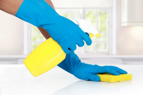 Carpet cleaning team working with recycled waste materials in Ealing