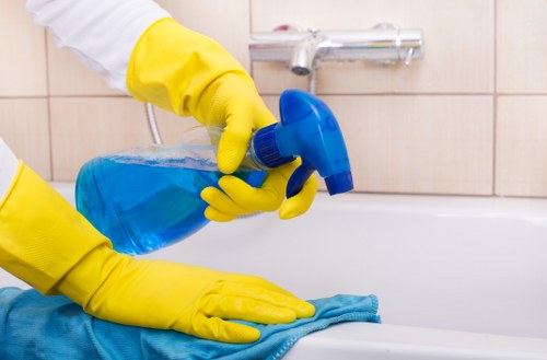 Bathroom sanitising as part of move-out cleaning in Ealing